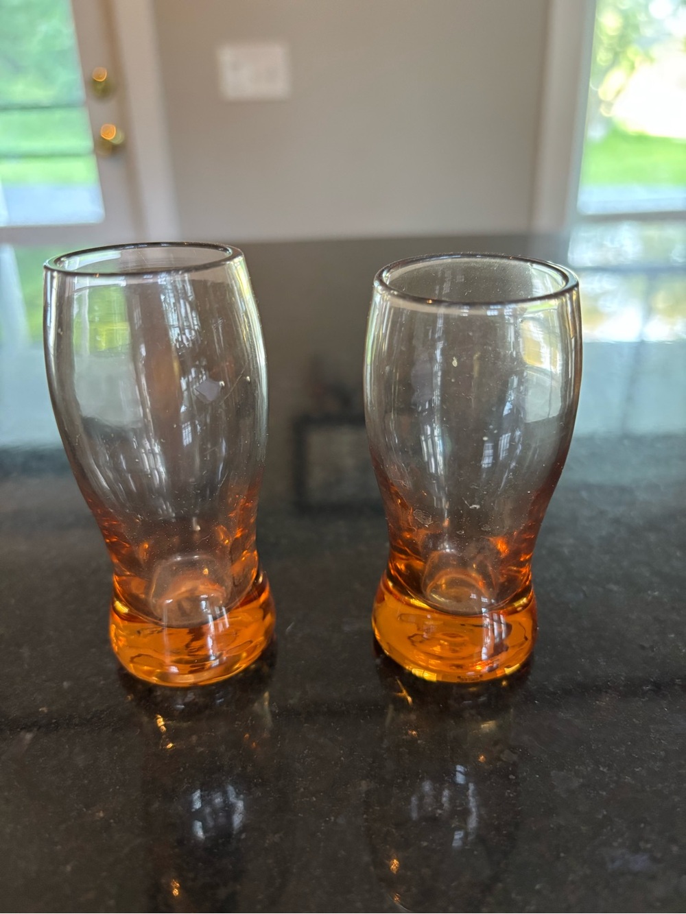 Amber Base Glass Shot Glasses - Set of 2